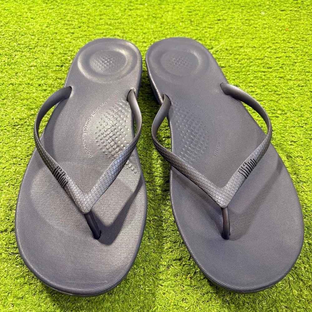 Fitflop Womens Navy Blue Rubber Slip On Summer Flip Flops Size 10 Ergonomics